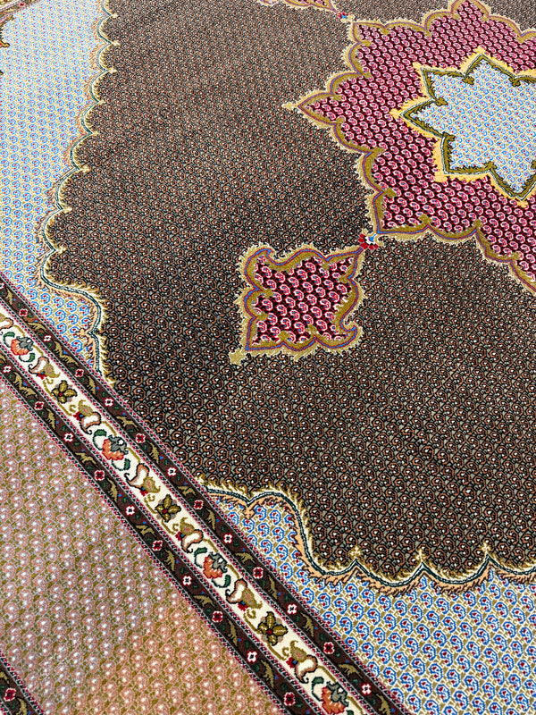 Vintage Fine Persian Square Tabriz - detailed border and fringe