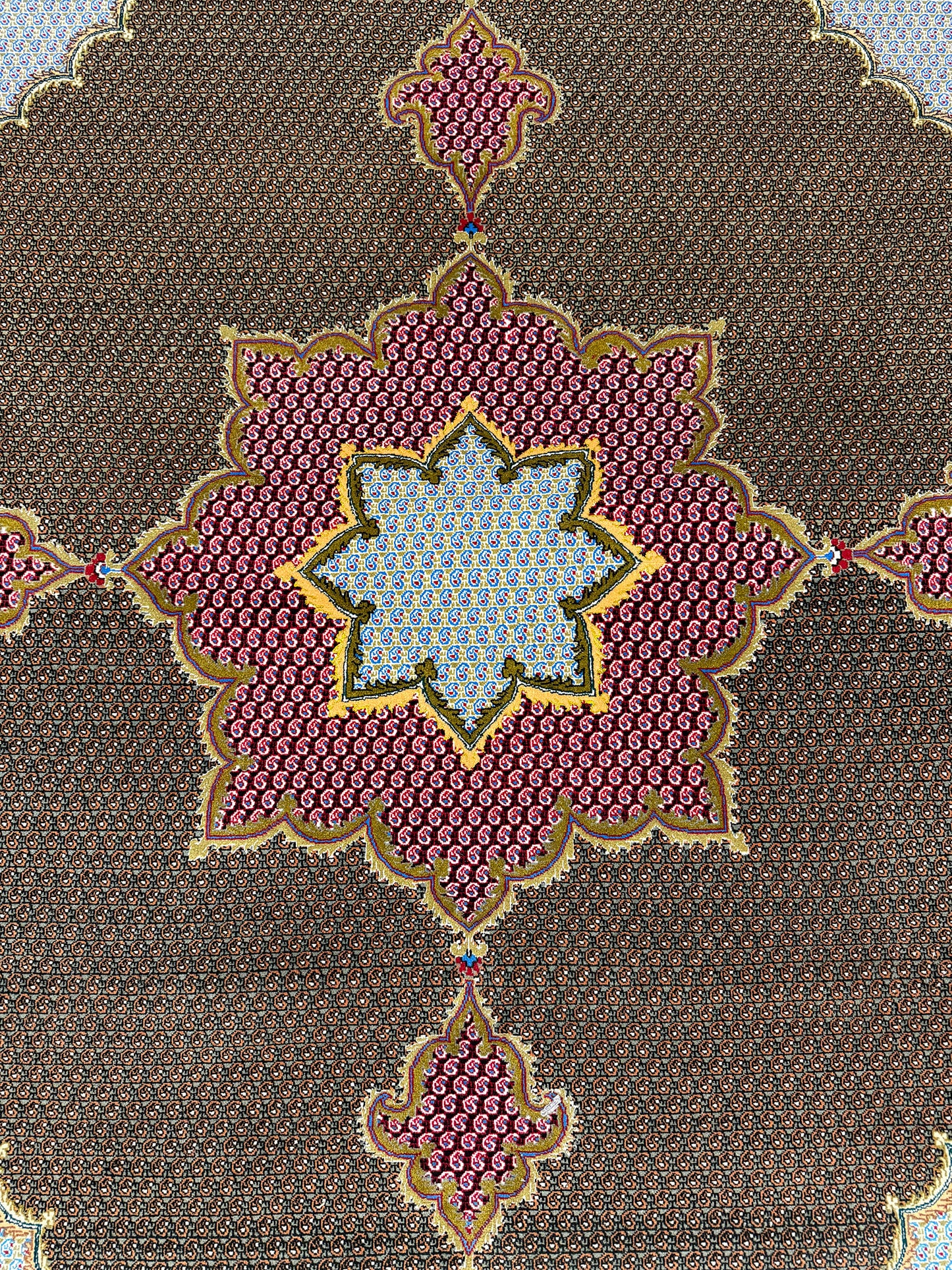 Vintage Fine Persian Square Tabriz - overhead flat lay view
