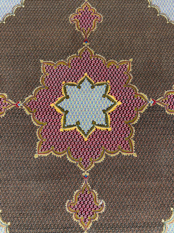 Vintage Fine Persian Square Tabriz - overhead flat lay view