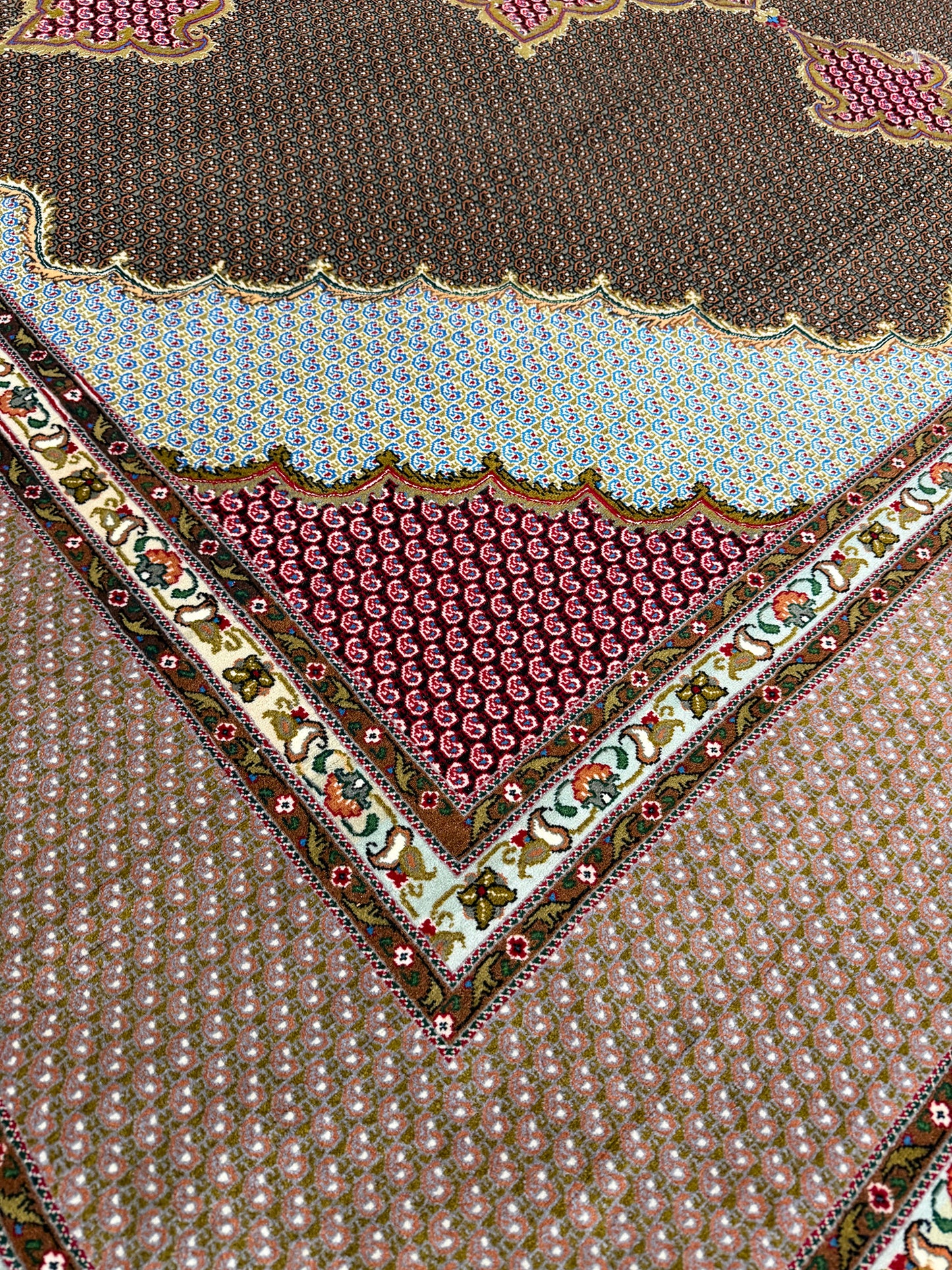 Vintage Fine Persian Square Tabriz - close-up of weave texture and pile
