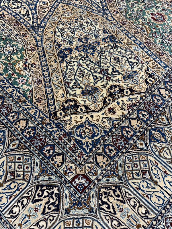 Vintage Fine Persian Nain Habibian - full length showing color variation