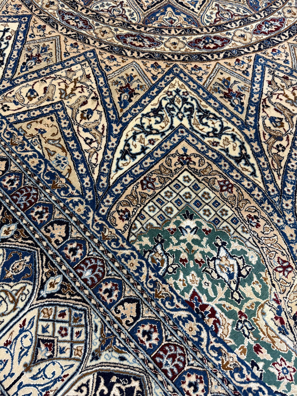 Vintage Fine Persian Nain Habibian - detailed border and fringe