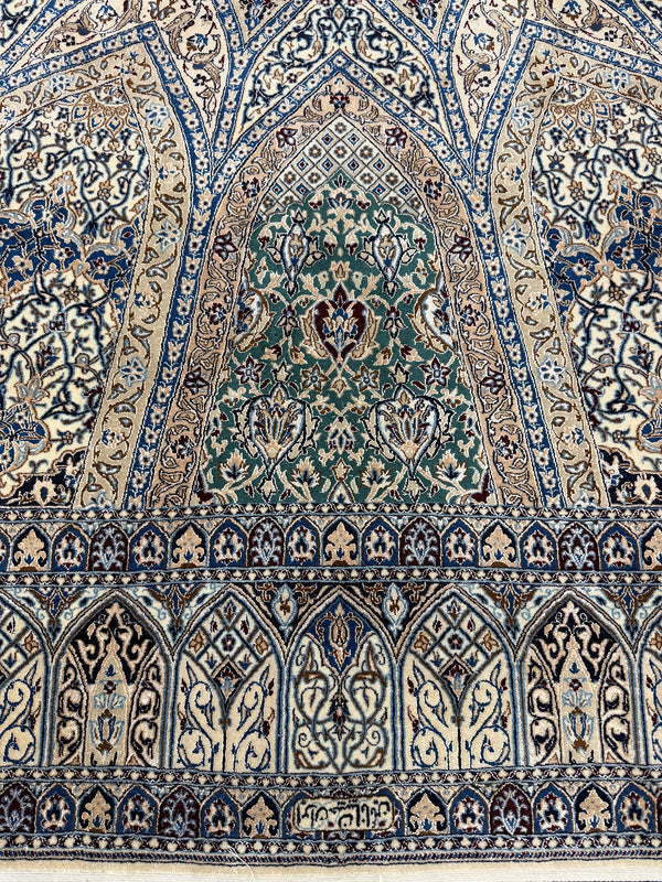 Vintage Fine Persian Nain Habibian - close-up of weave texture and pile