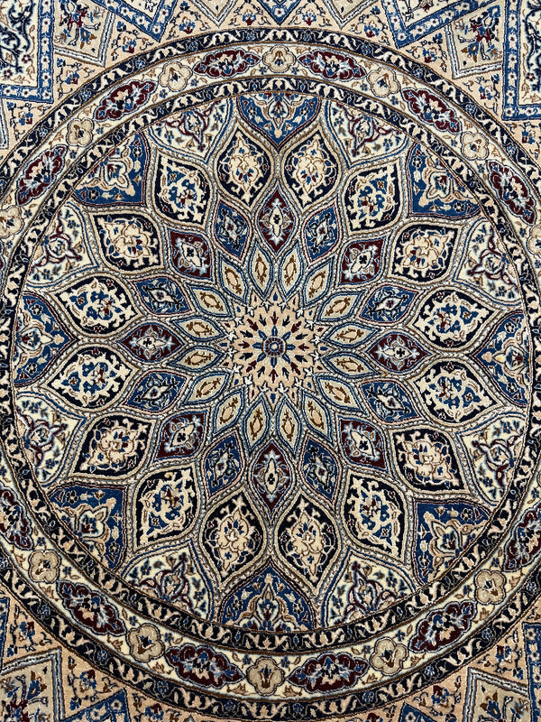 Vintage Fine Persian Nain Habibian - overhead flat lay view