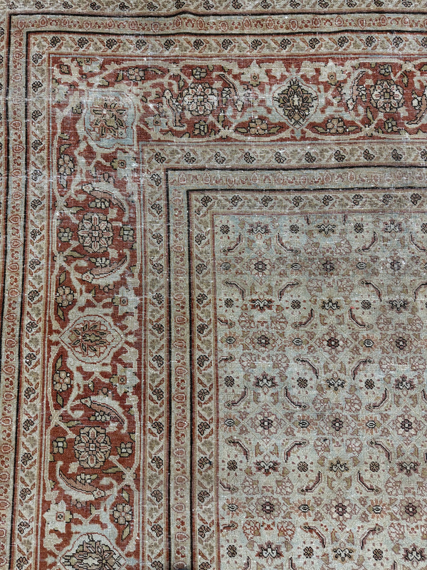 Antique Persian Tabriz - overhead flat lay view [#34]