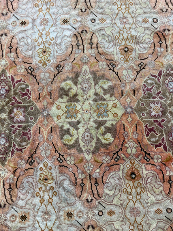 Antique Turkish Oushak - hand-knotted in Turkey - overhead flat lay view [#23]