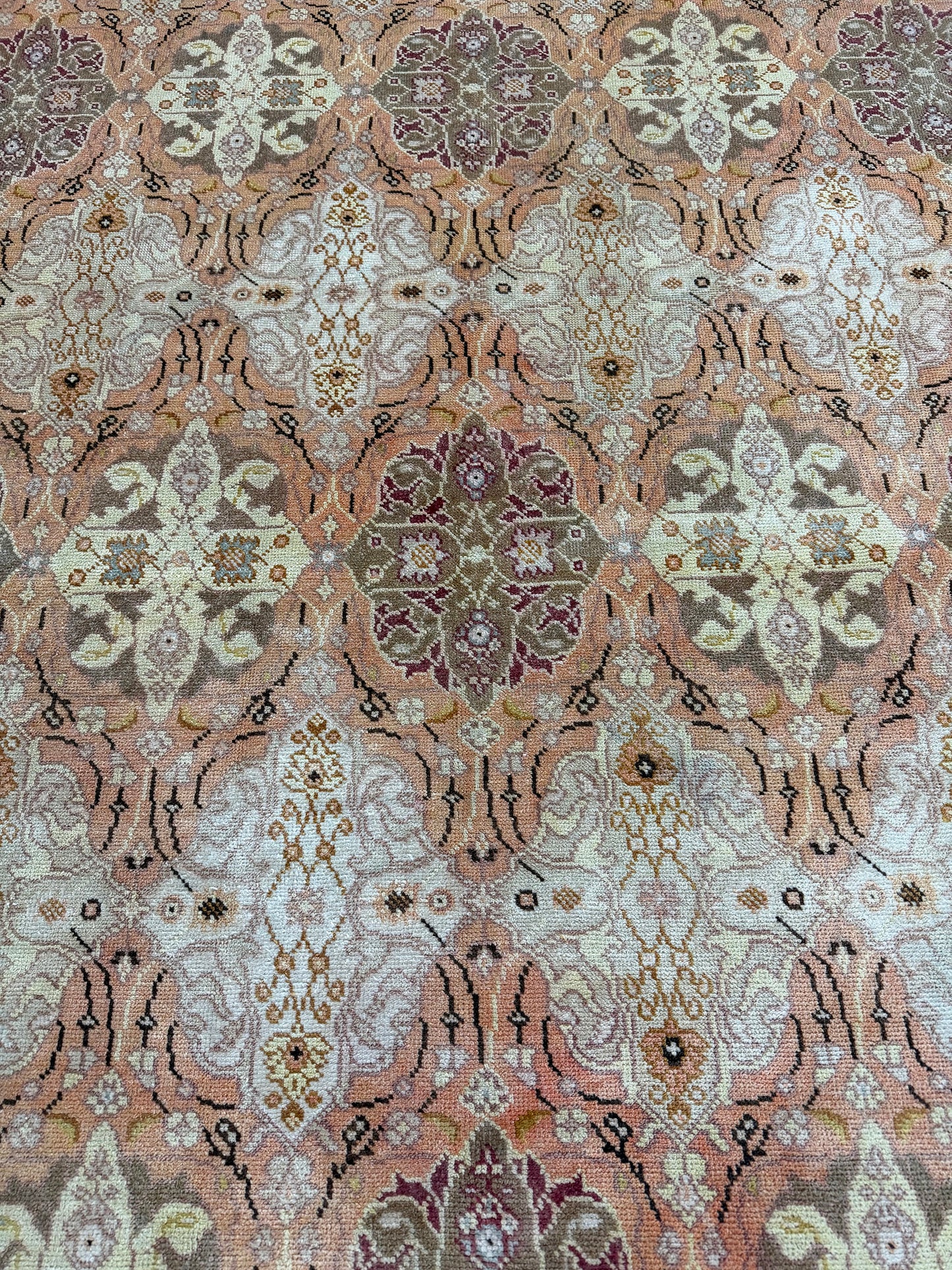 Antique Turkish Oushak - hand-knotted in Turkey - styled in room setting [#23]