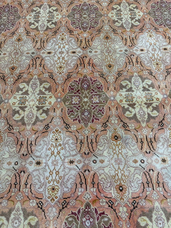 Antique Turkish Oushak - hand-knotted in Turkey - styled in room setting [#23]