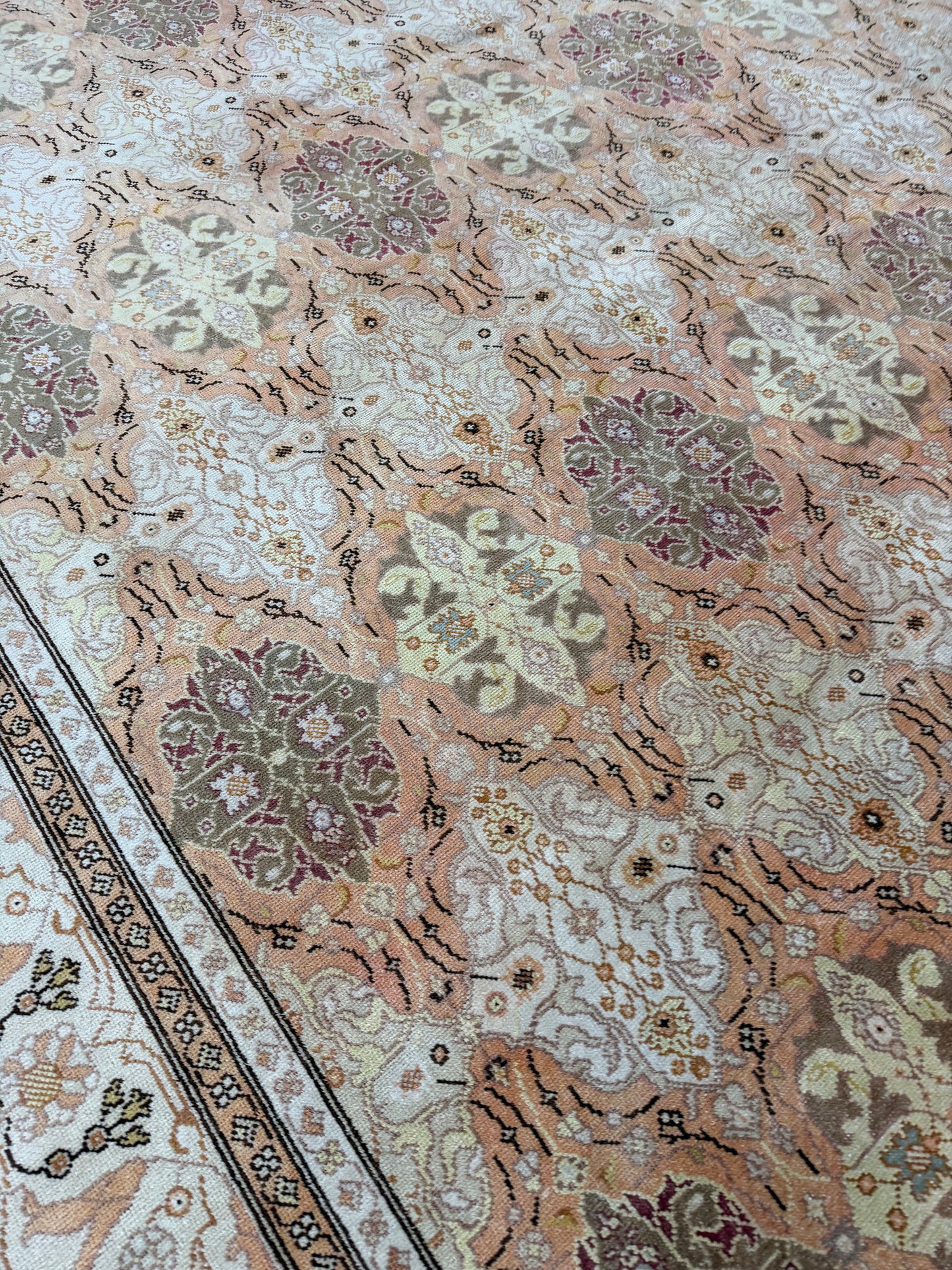 Antique Turkish Oushak - hand-knotted in Turkey - detailed border and fringe [#23]
