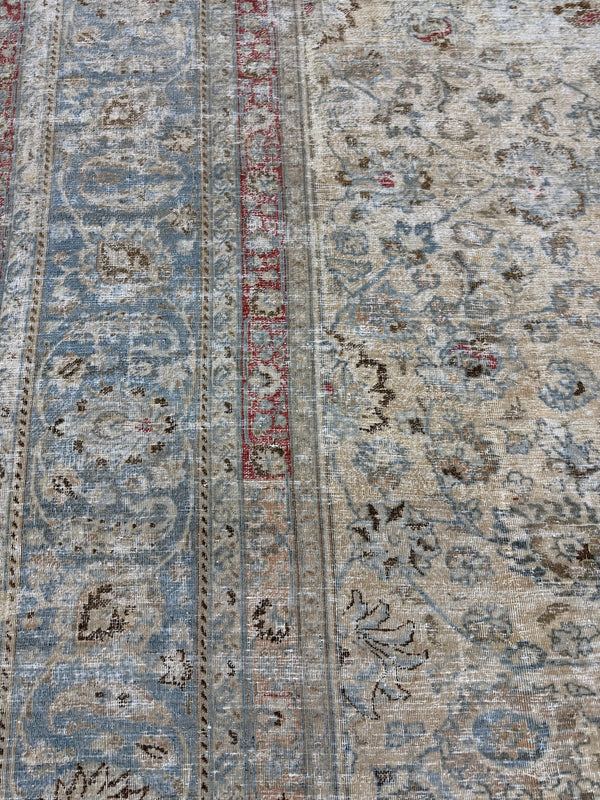 Antique Persian Mashad - overhead flat lay view [#7]