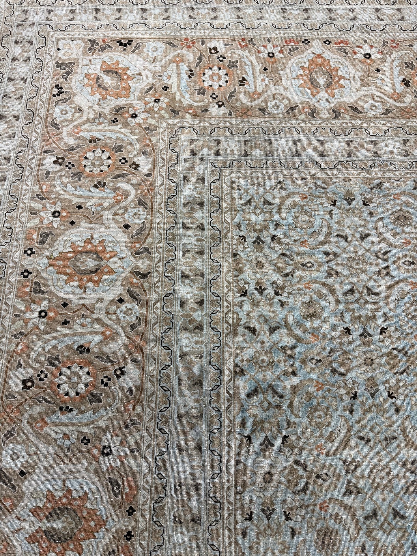 Antique Persian Tabriz - detailed border and fringe [#37]
