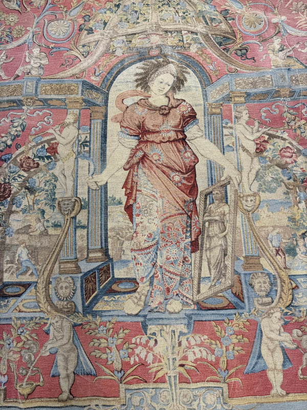 Antique DâArt De Rambouillet Edition French Tapestry - hand-woven tapestry, French hand-woven - overhead flat lay view