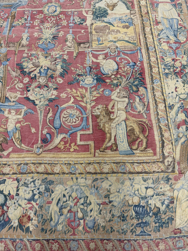 Antique DâArt De Rambouillet Edition French Tapestry - hand-woven tapestry, French hand-woven - styled in room setting