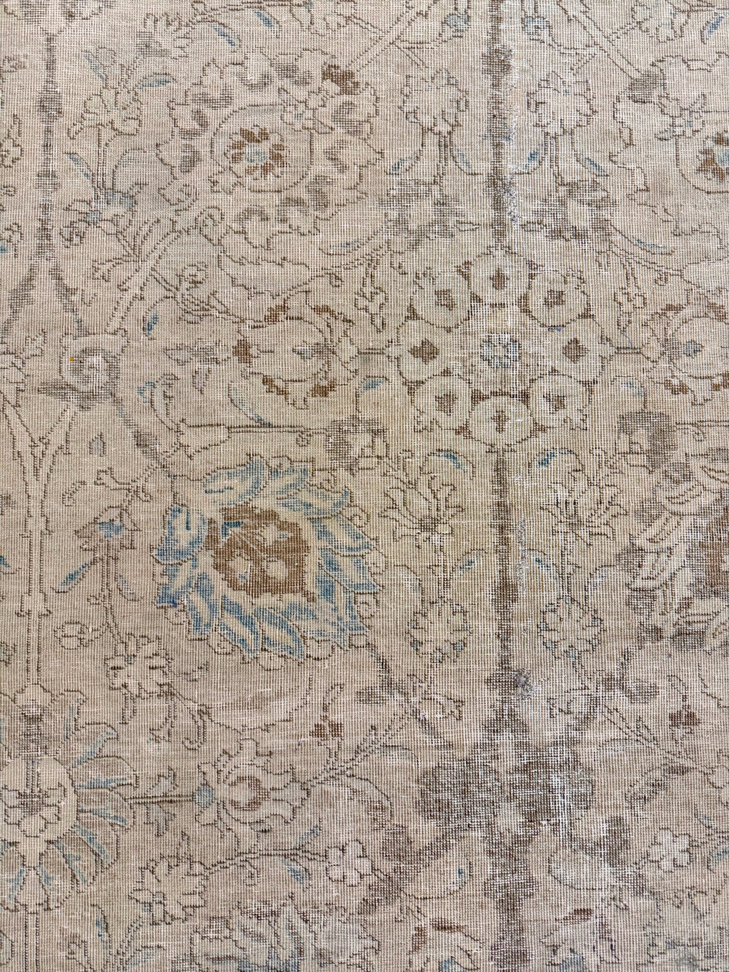 Antique Persian Tabriz Runner - narrow runner - overhead flat lay view