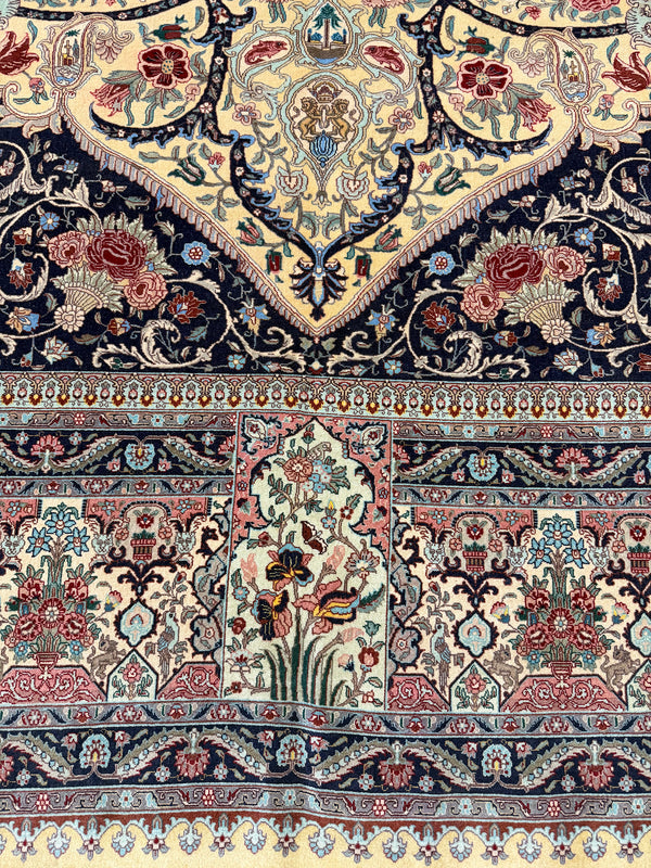 Fine Vintage Persian Tabriz Signed by Gandomi - full length showing color variation