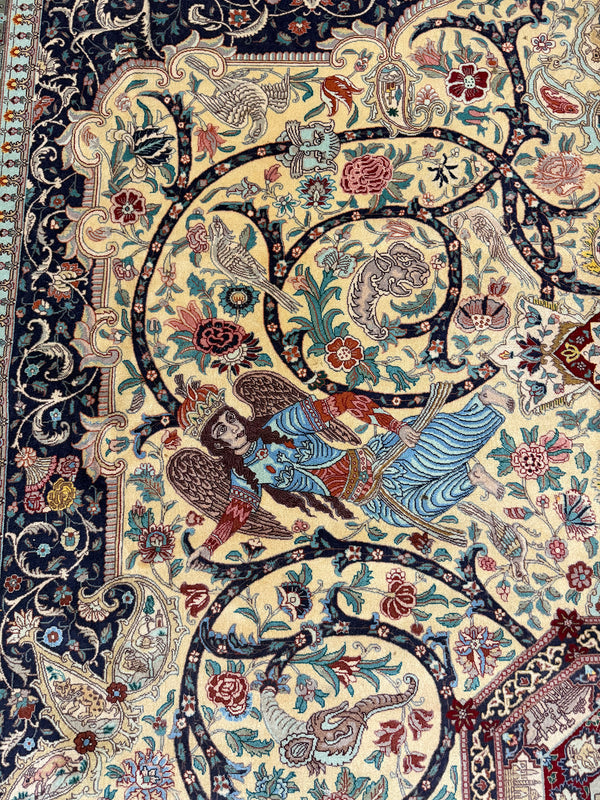 Fine Vintage Persian Tabriz Signed by Gandomi - reverse side showing construction
