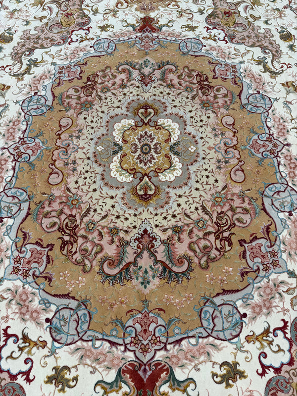 Fine Vintage Persian Tabriz Signed by Shirfar - overhead flat lay view