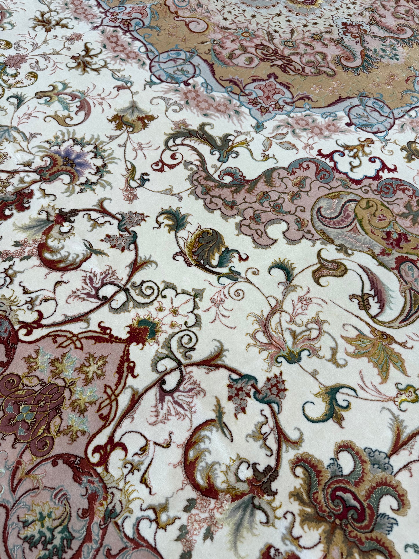 Fine Vintage Persian Tabriz Signed by Shirfar - full length showing color variation
