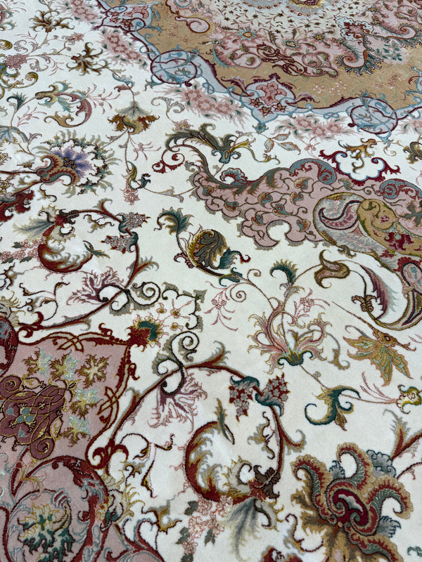 Fine Vintage Persian Tabriz Signed by Shirfar - full length showing color variation