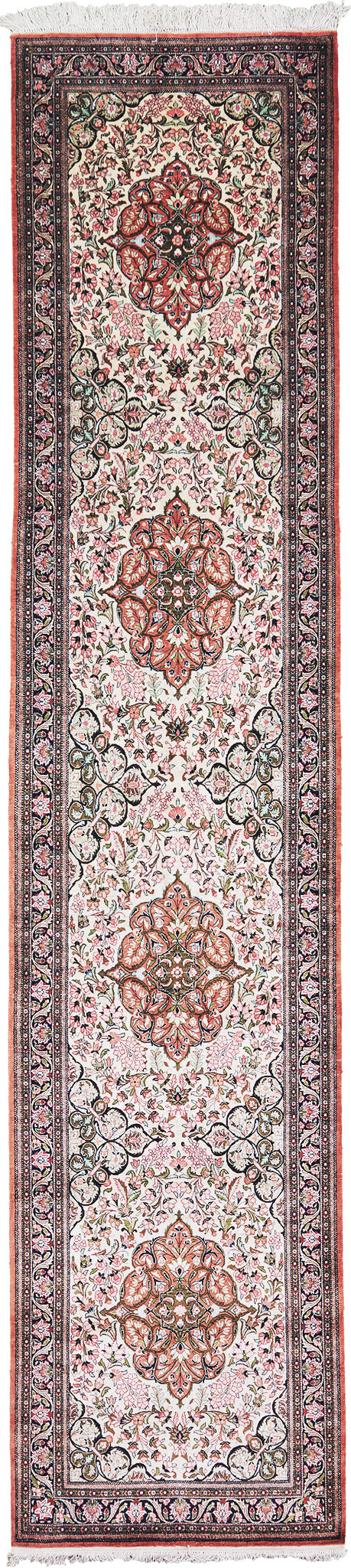 Vintage Persian Qum Silk Runner - pure silk - one-of-a-kind handmade area rug