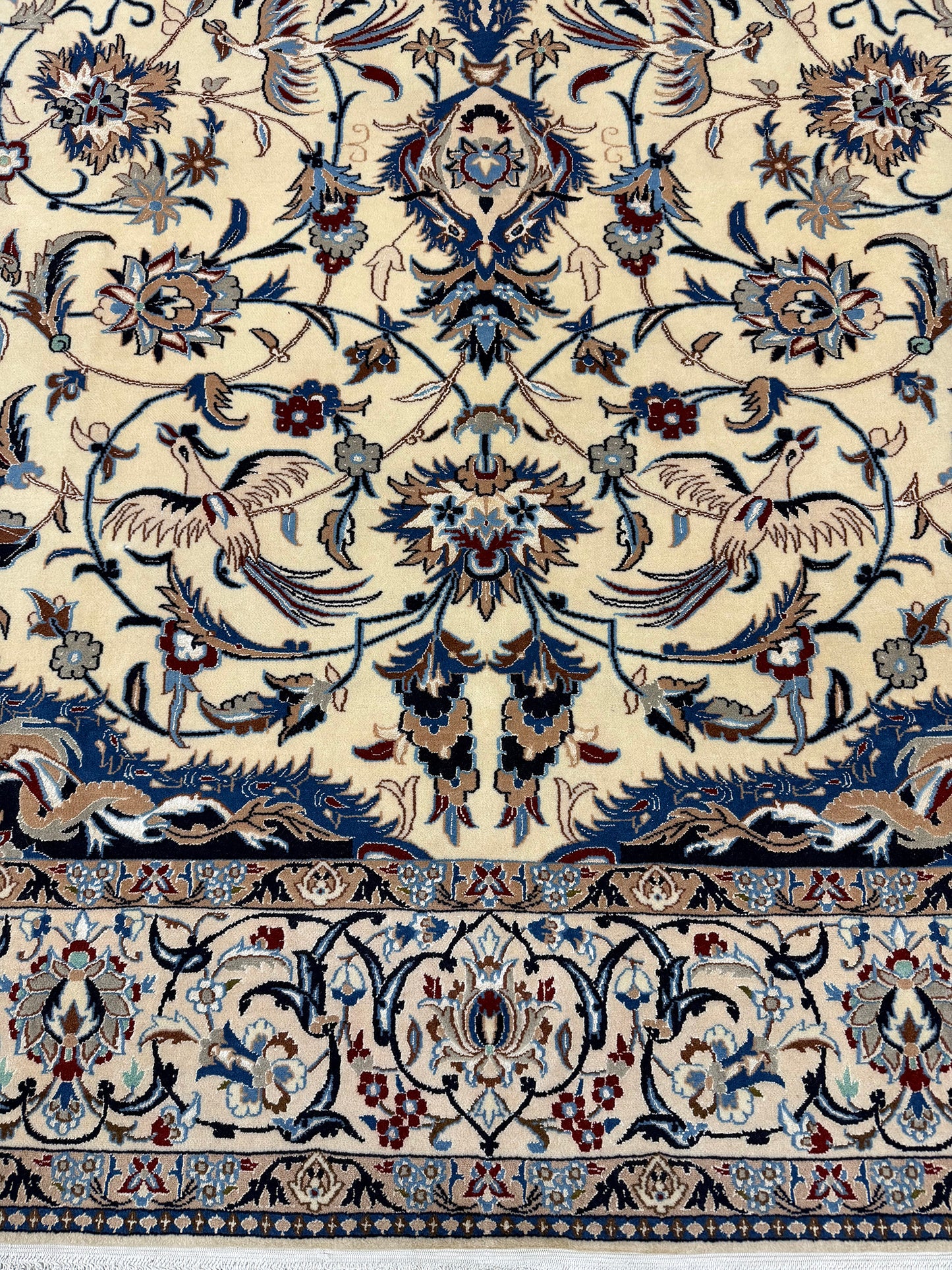 Fine Vintage Persian Nain - detailed border and fringe [#2]