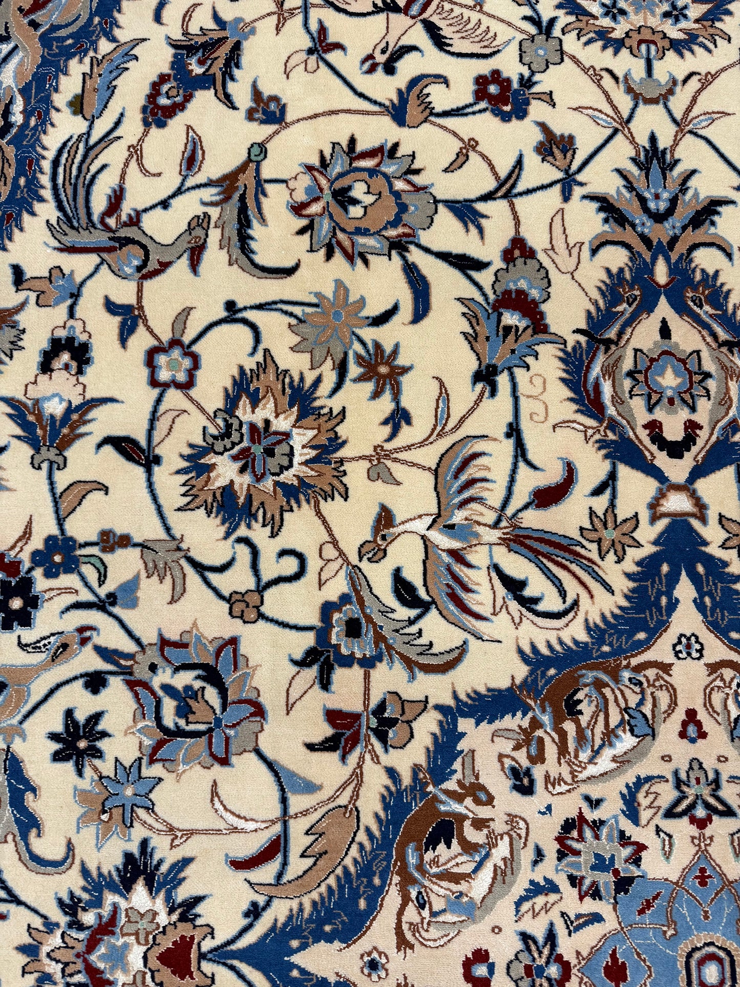 Fine Vintage Persian Nain - close-up of weave texture and pile [#2]