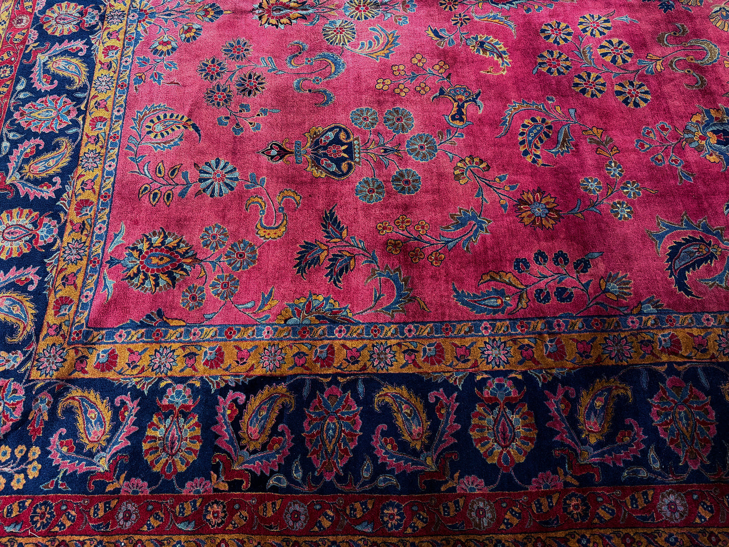 Antique Persian Kashan - overhead flat lay view [#3]