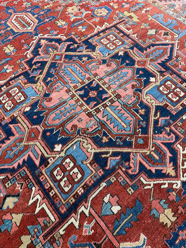 Antique Persian Serapi - overhead flat lay view