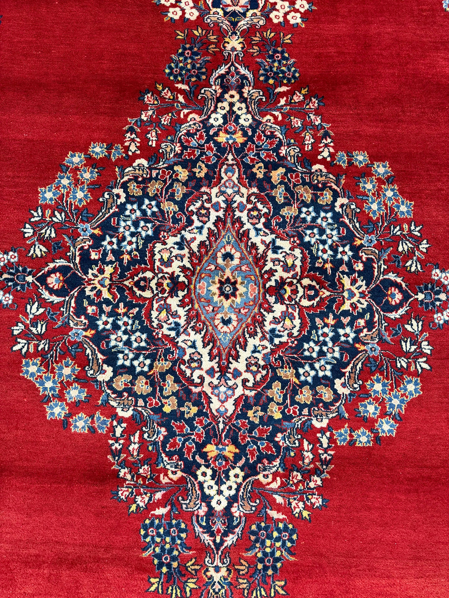 Vintage Persian Kashan Rug - overhead flat lay view