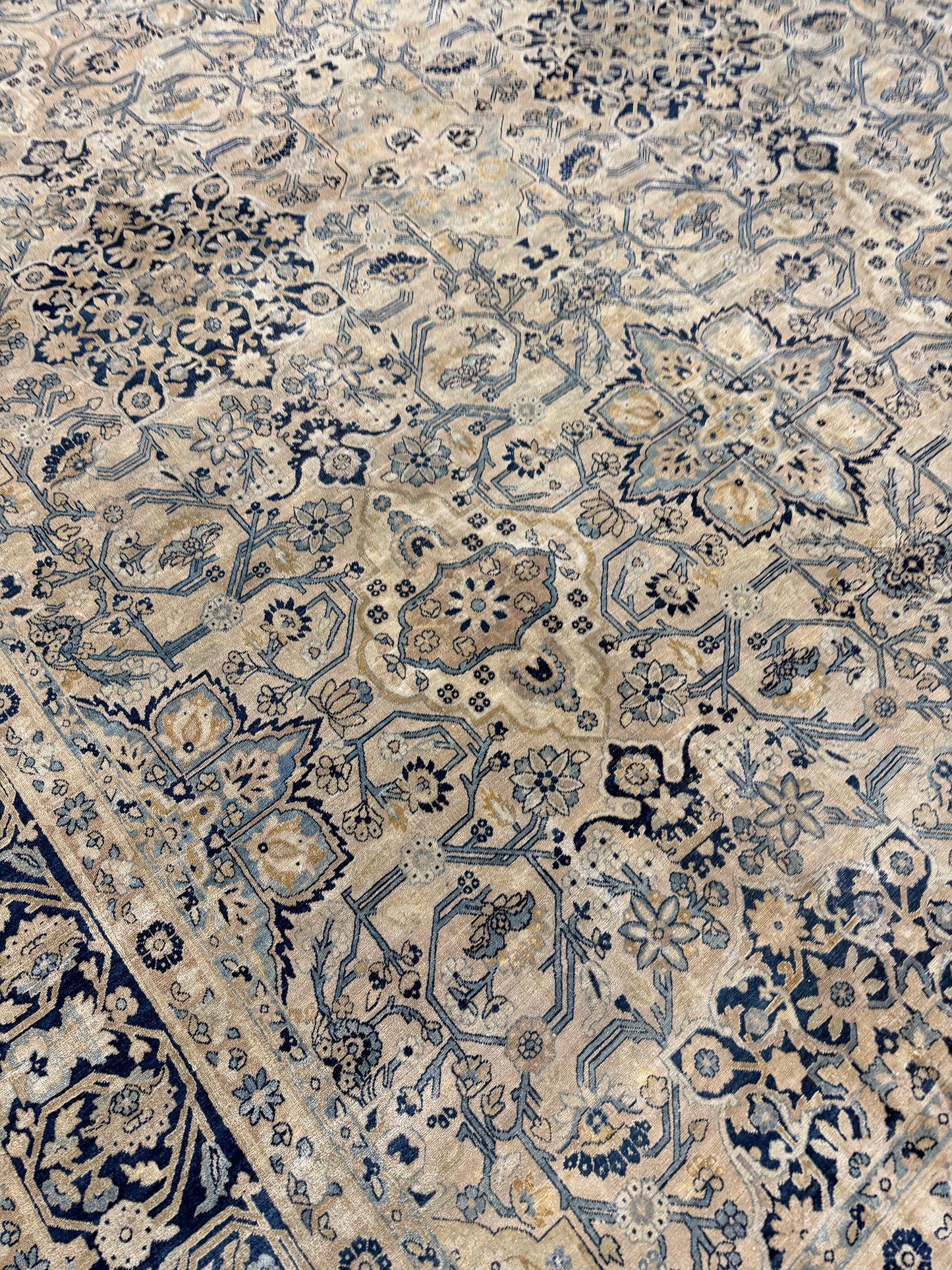 Antique Persian Kerman Rug Allover Design - detailed border and fringe