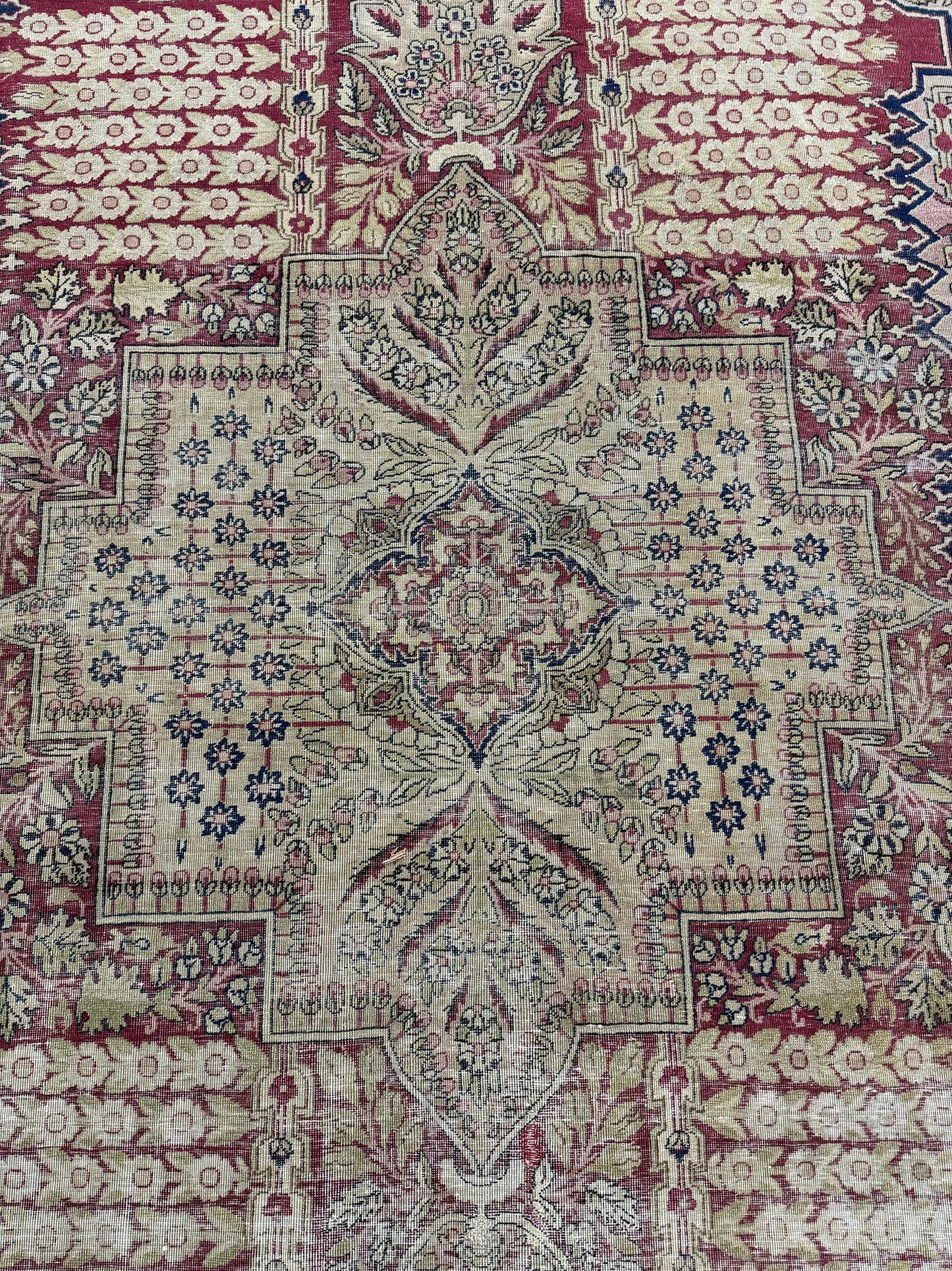 Antique Persian Kermanshah Rug - overhead flat lay view