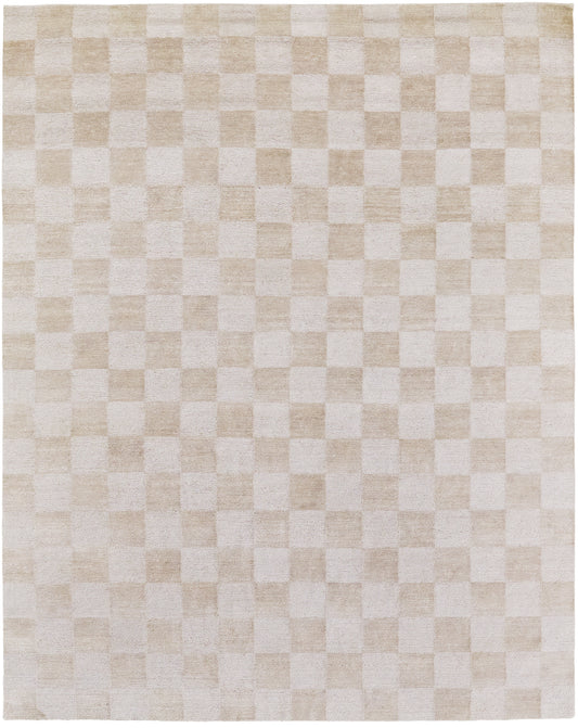 Checkers Lincoln Wool, Loam Collection, Natural Oat - one-of-a-kind handmade area rug