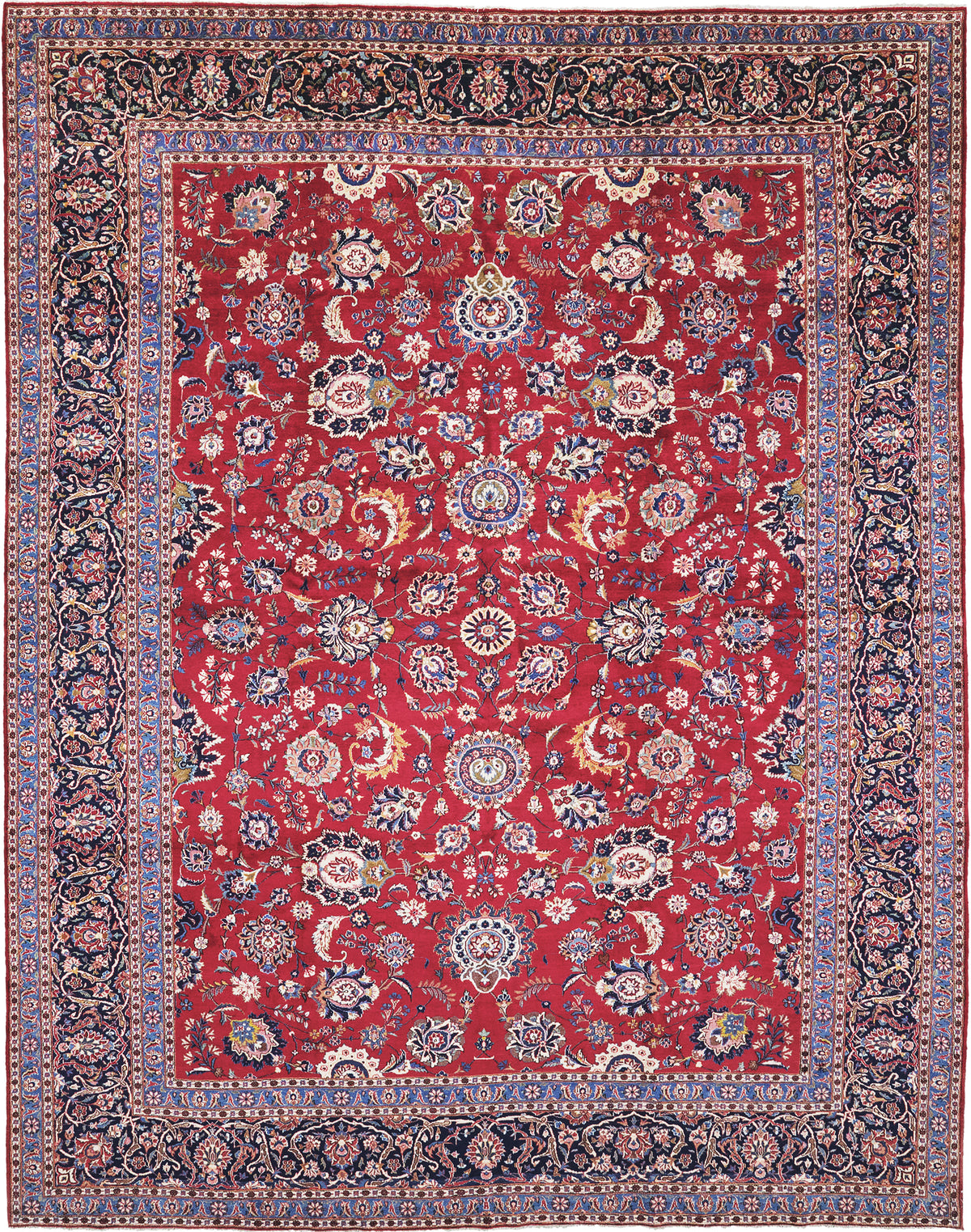 Vintage Persian Kashan Style Allover Design - one-of-a-kind handmade area rug