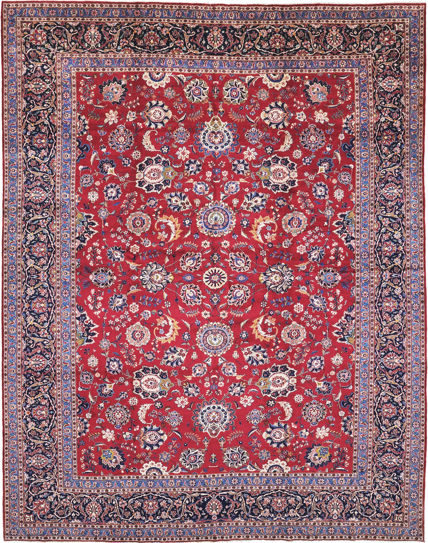 Vintage Persian Kashan Style Allover Design - one-of-a-kind handmade area rug