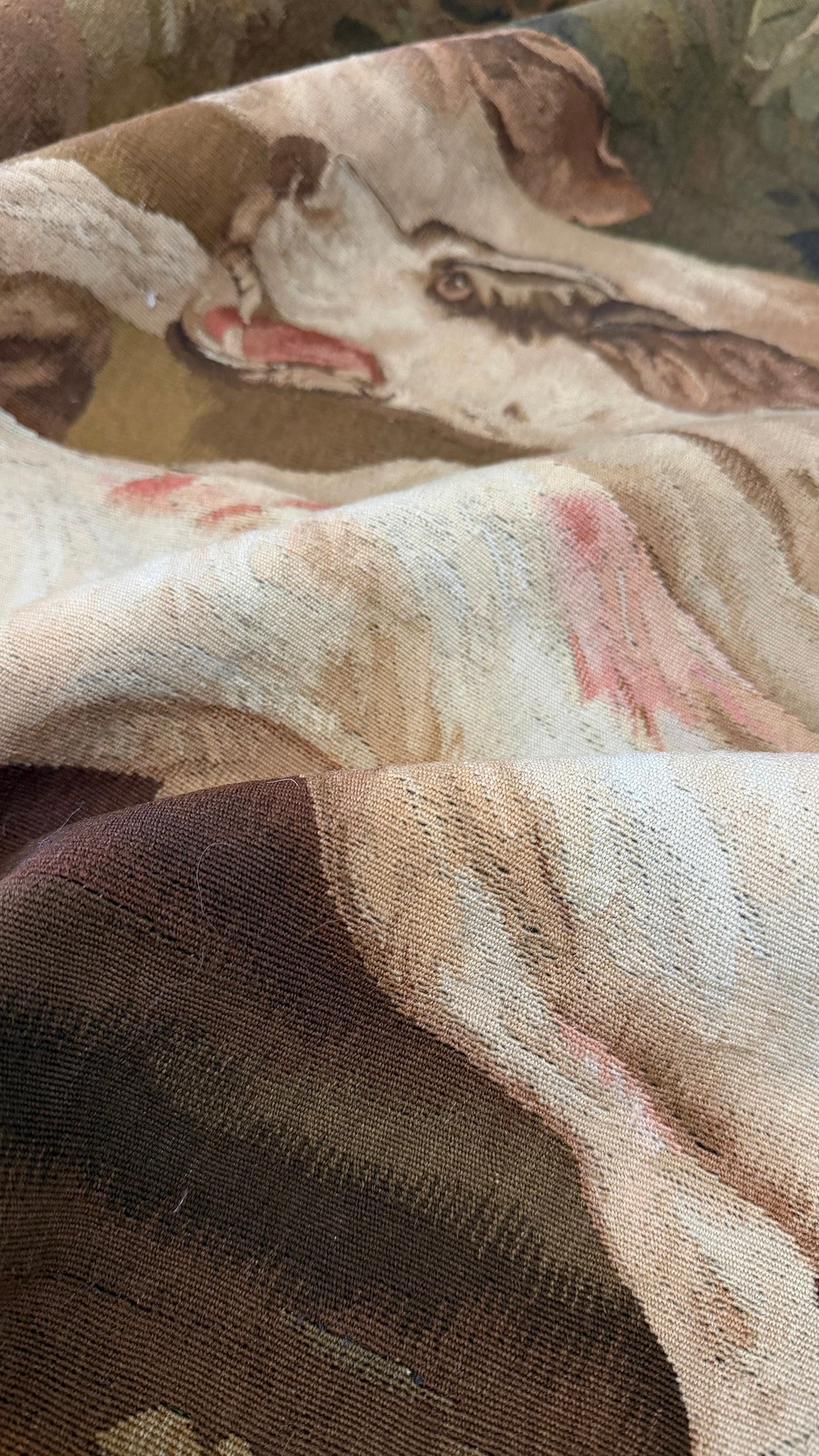 Antique French Tapestry Hunting Dogs