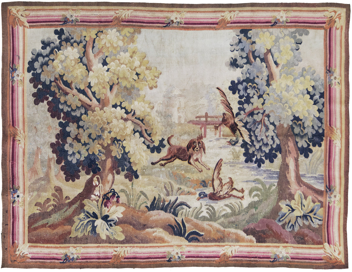 1900's Antique Horizontal French Tapestry