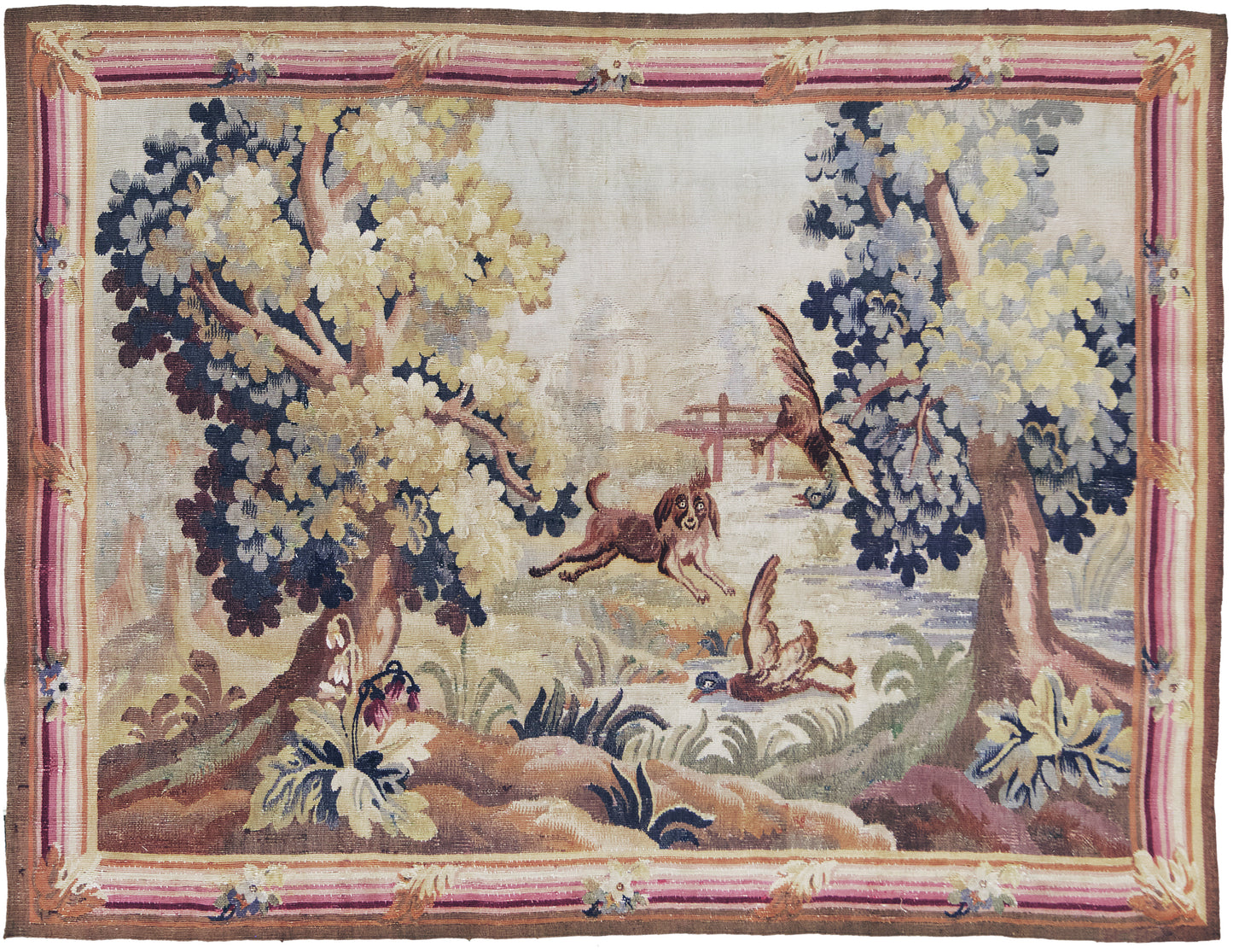 1900's Antique Horizontal French Tapestry