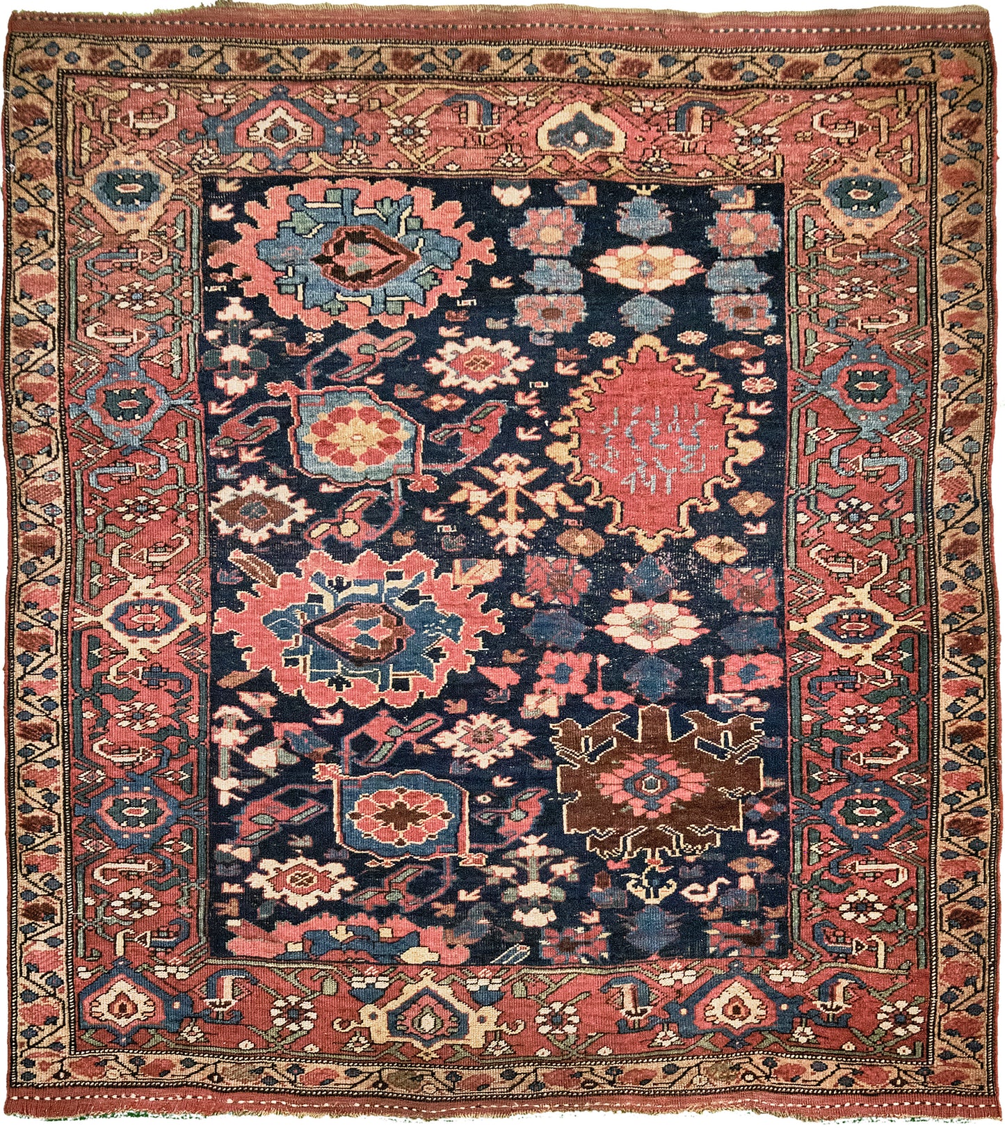 Antique Persian Bidjar Circa 1890 Square Rug 55264