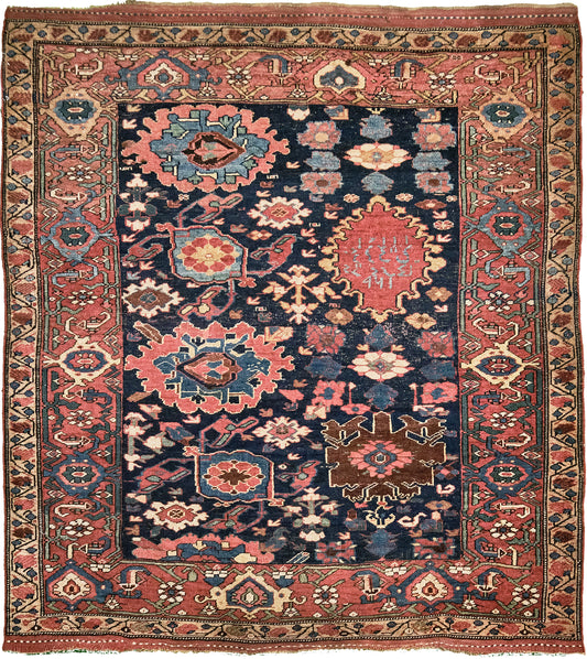 Persian Rug 298 Antique Persian Bidjar Circa 1890 Square Rug 55264