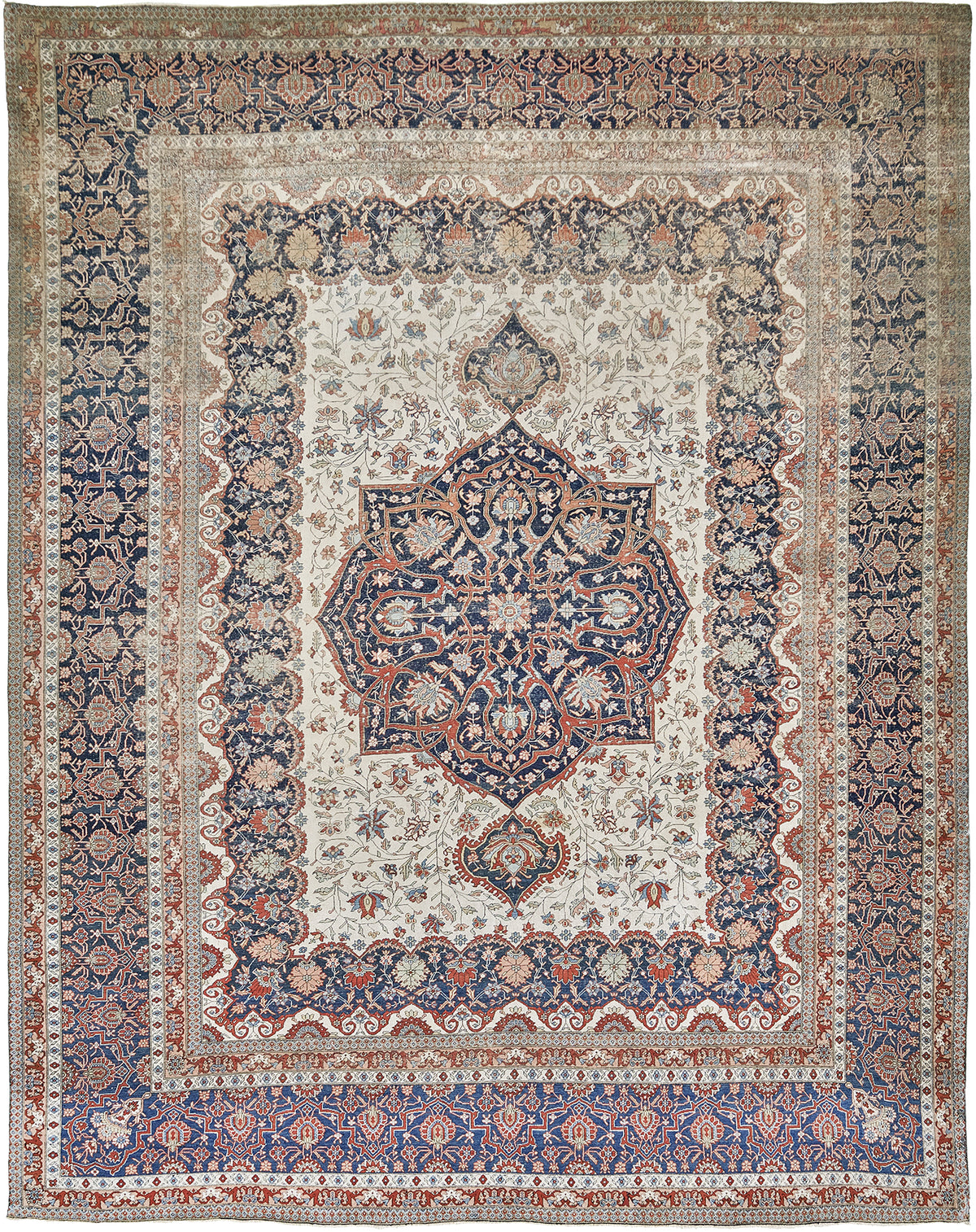 Antique Fine Persian Kashan Mohtasham Rug 57499 - one-of-a-kind handmade area rug