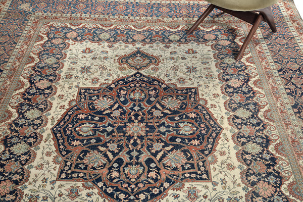 Antique Fine Persian Kashan Mohtasham Rug 57499 - overhead flat lay view