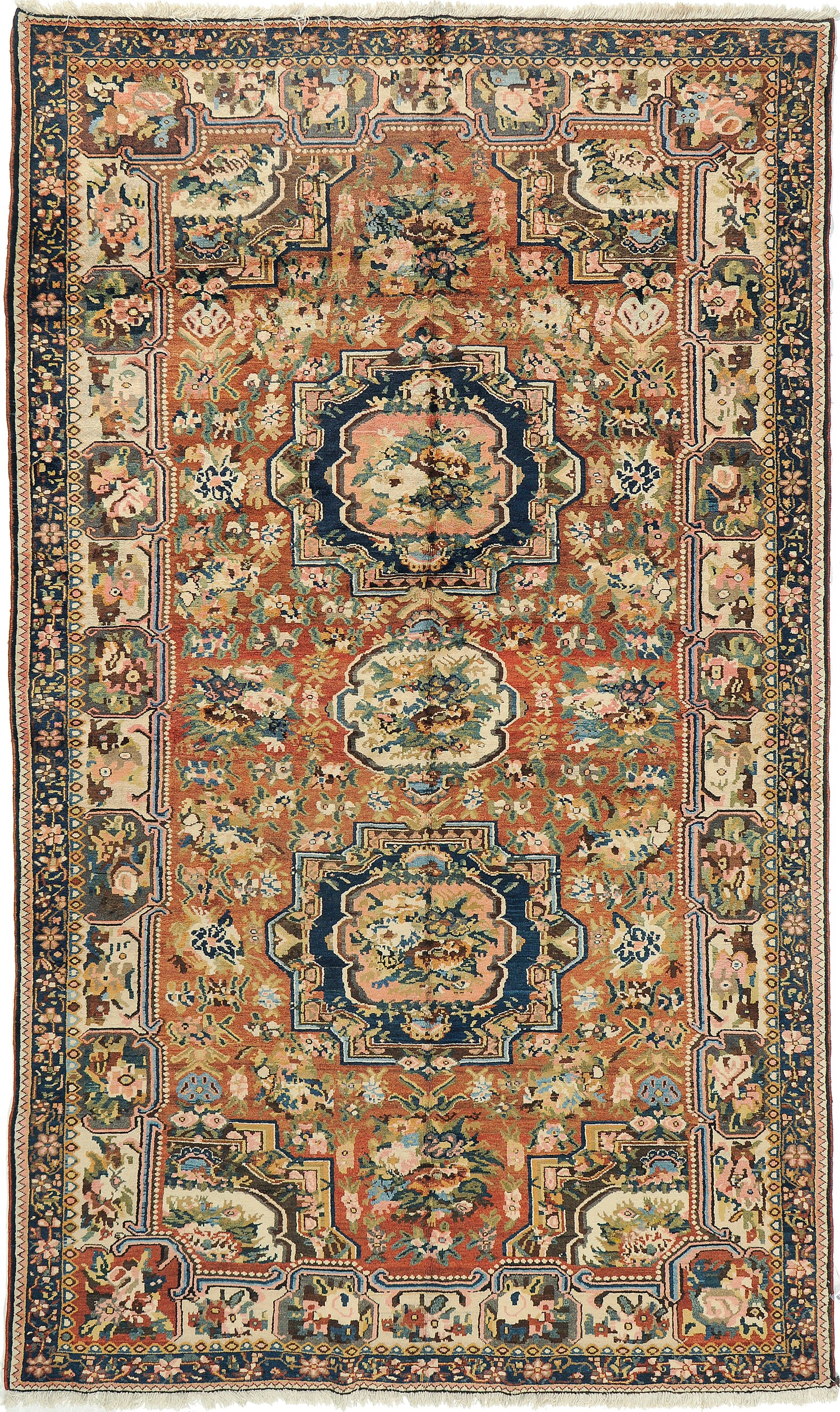 Antique Persian  Bakhtiari Rug Floral Design 57529