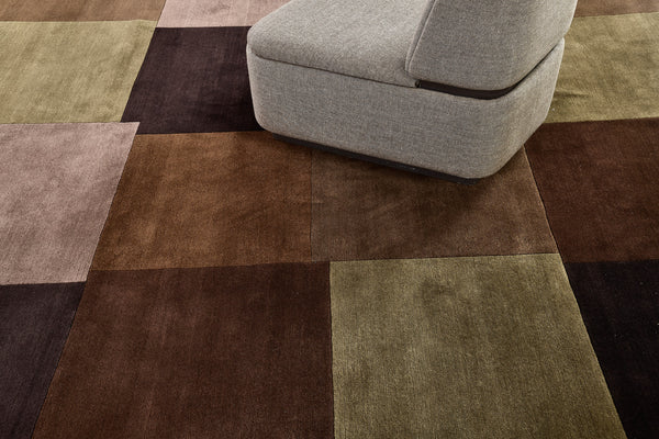 Natural Dye Contemporary Design Rug Mondrian Collection - close-up of weave texture and pile [#7]