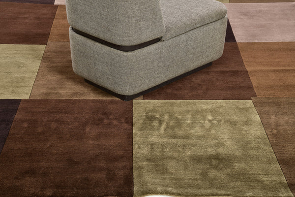 Natural Dye Contemporary Design Rug Mondrian Collection - overhead flat lay view [#7]