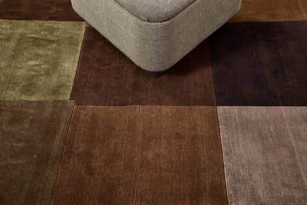 Natural Dye Contemporary Design Rug Mondrian Collection - full length showing color variation [#7]