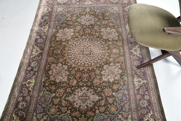 Extra Fine Persian Qum Mirhehdi Pure Silk Rug 59991 - styled in room setting