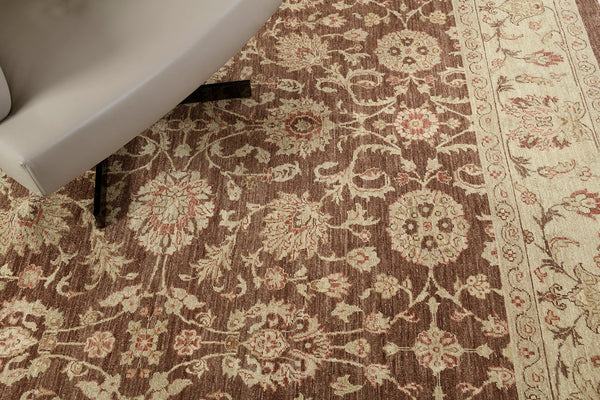 Natural Dye Sultanabad Revival Rug - artisan revival weave - overhead flat lay view [#9]