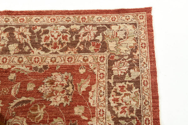 Natural Dye Sultanabad Revival Square Rug - artisan revival weave - detailed border and fringe [#7]