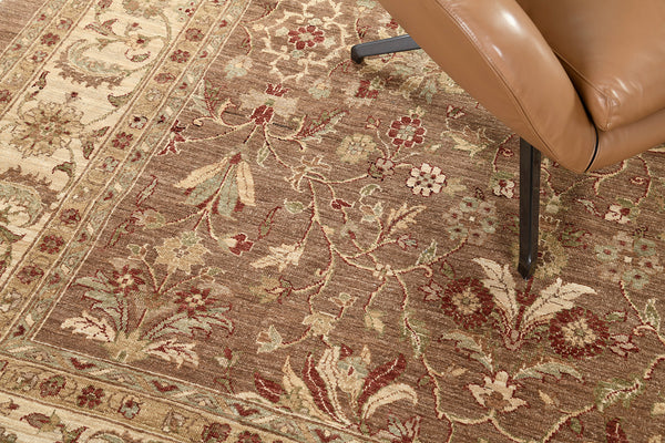 Natural Dye Antique Revival Divine Square Rug - artisan revival weave - styled in room setting