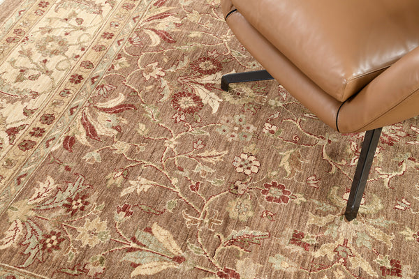 Natural Dye Antique Revival Divine Square Rug - artisan revival weave - close-up of weave texture and pile